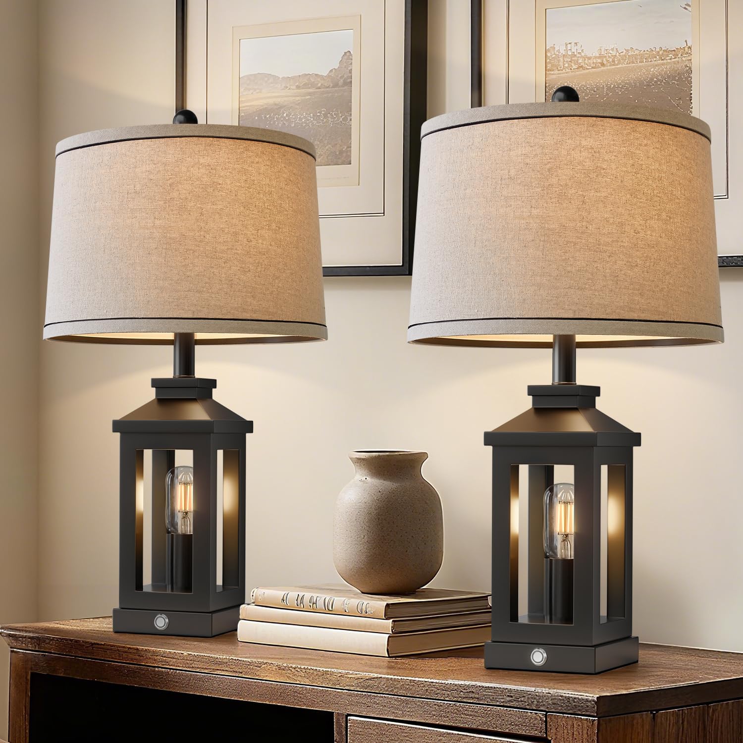 Table lamp set of two, USB A-C Ports