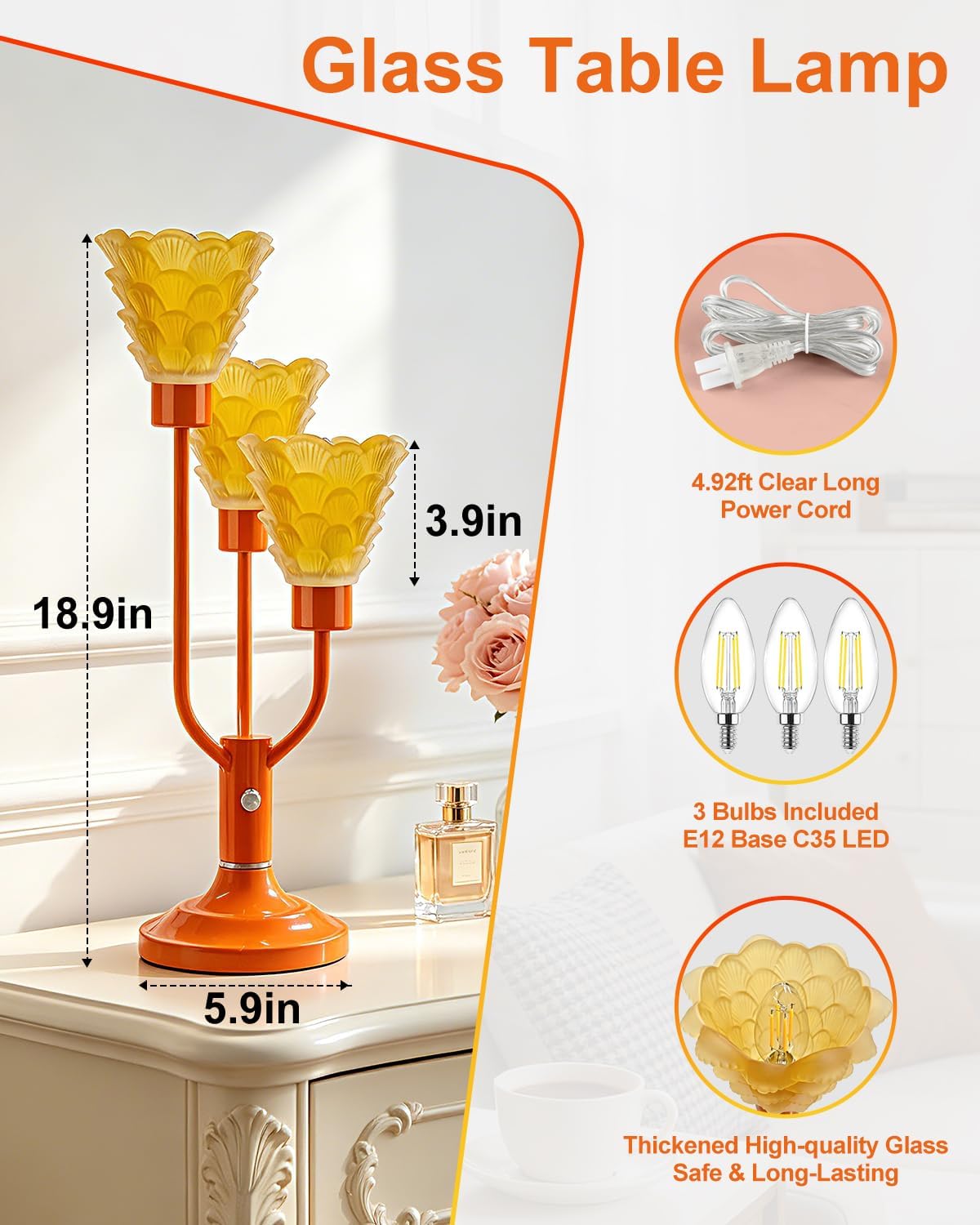 Vintage Table Lamp Dimmable Bulbs Included