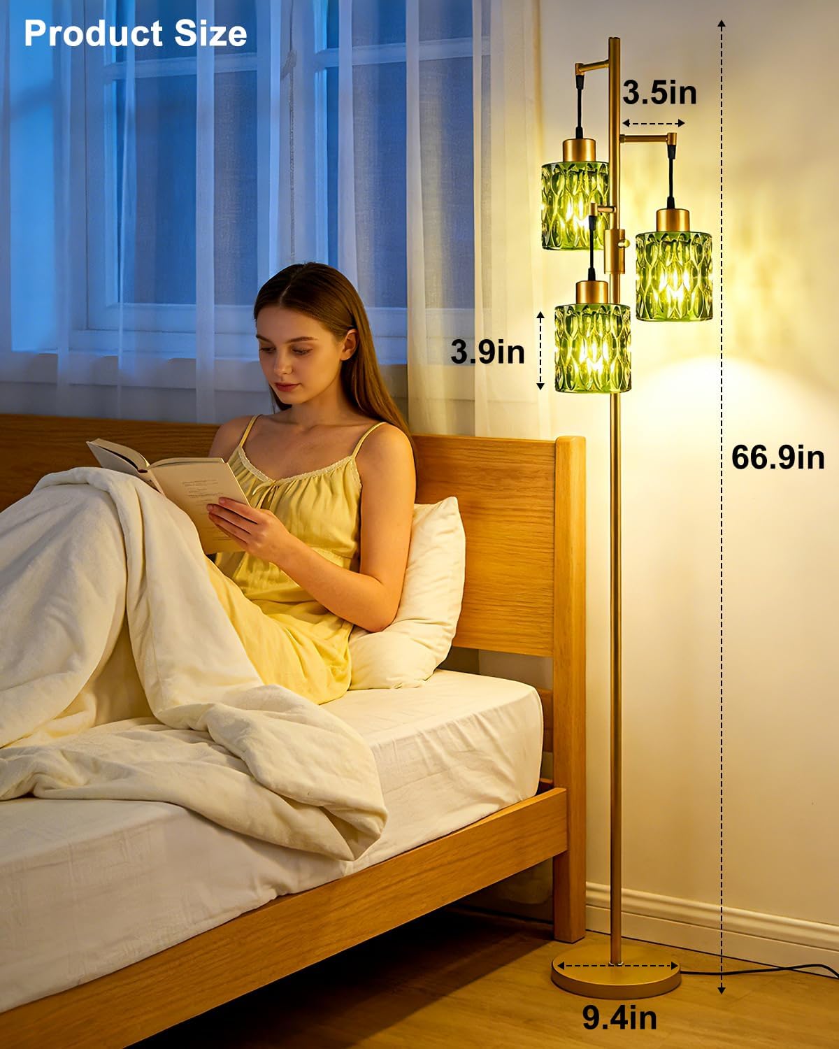 Glass Floor Lamp with LED Bulbs Included,
