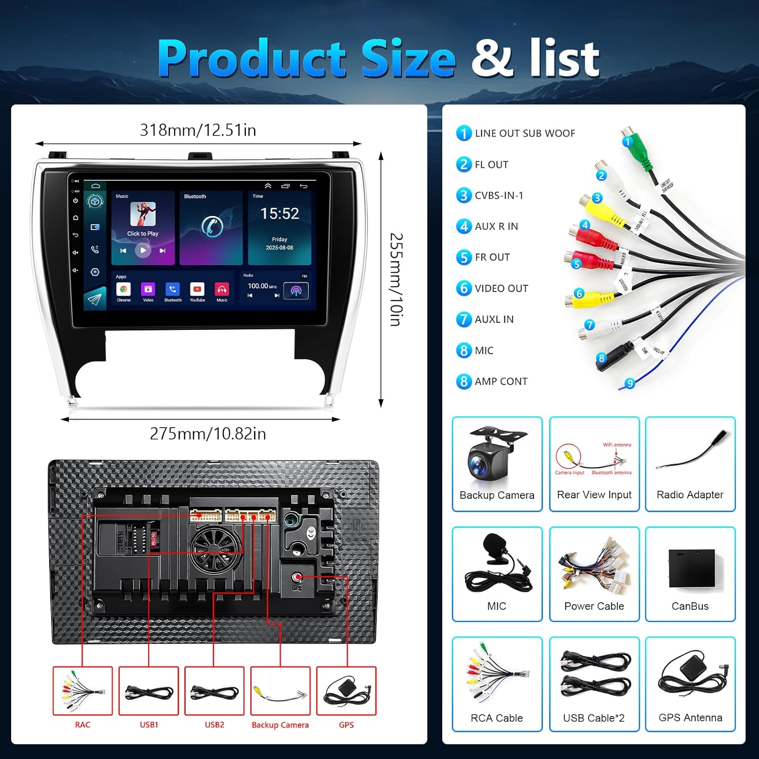 Smart Car Stereo Toyota Camry 2015-2017