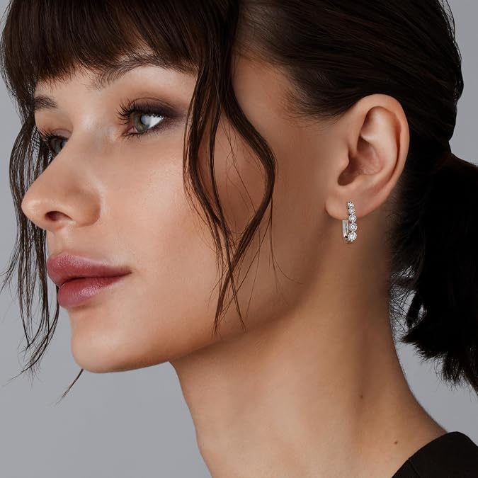 Sterling Silver Diamond Hoop Earrings
