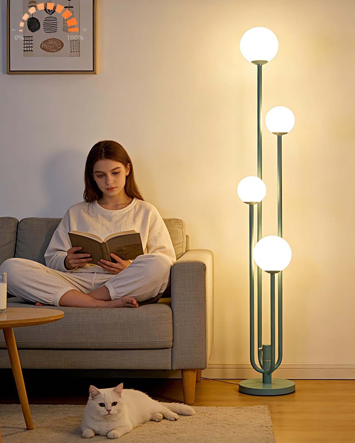 Globe Floor Lamp 4-Lights Dimmable