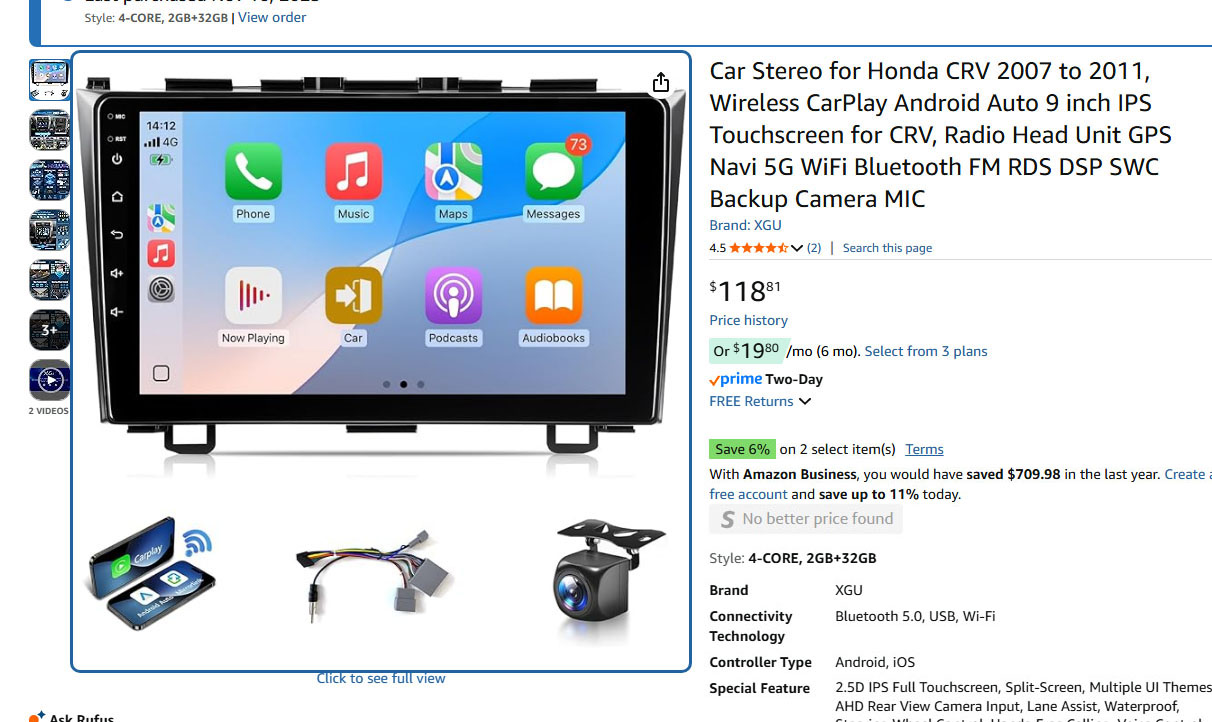 Car Stereo for Honda CRV 2007 to 2011