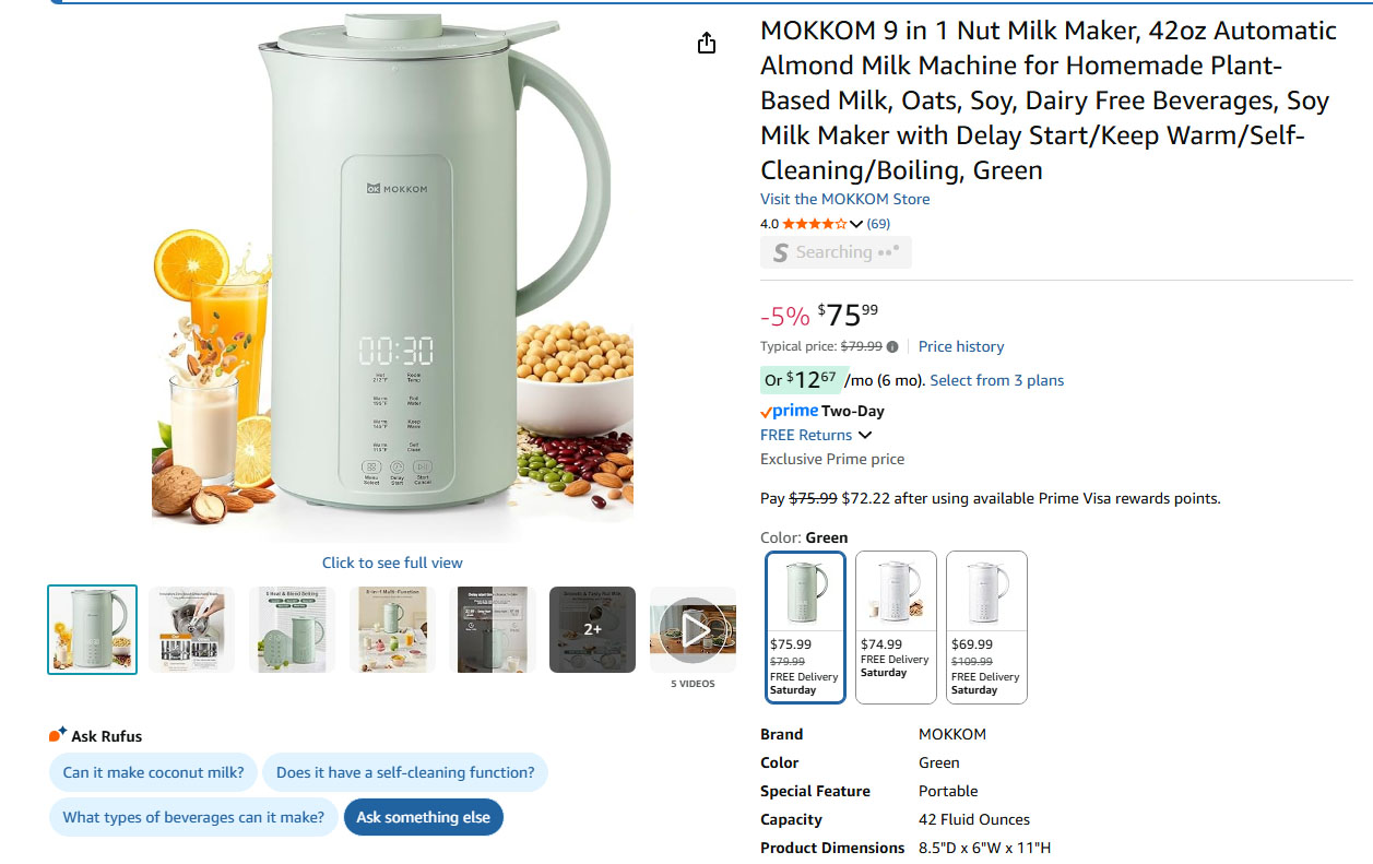 9 in 1 Nut Milk Maker, 42oz Automatic