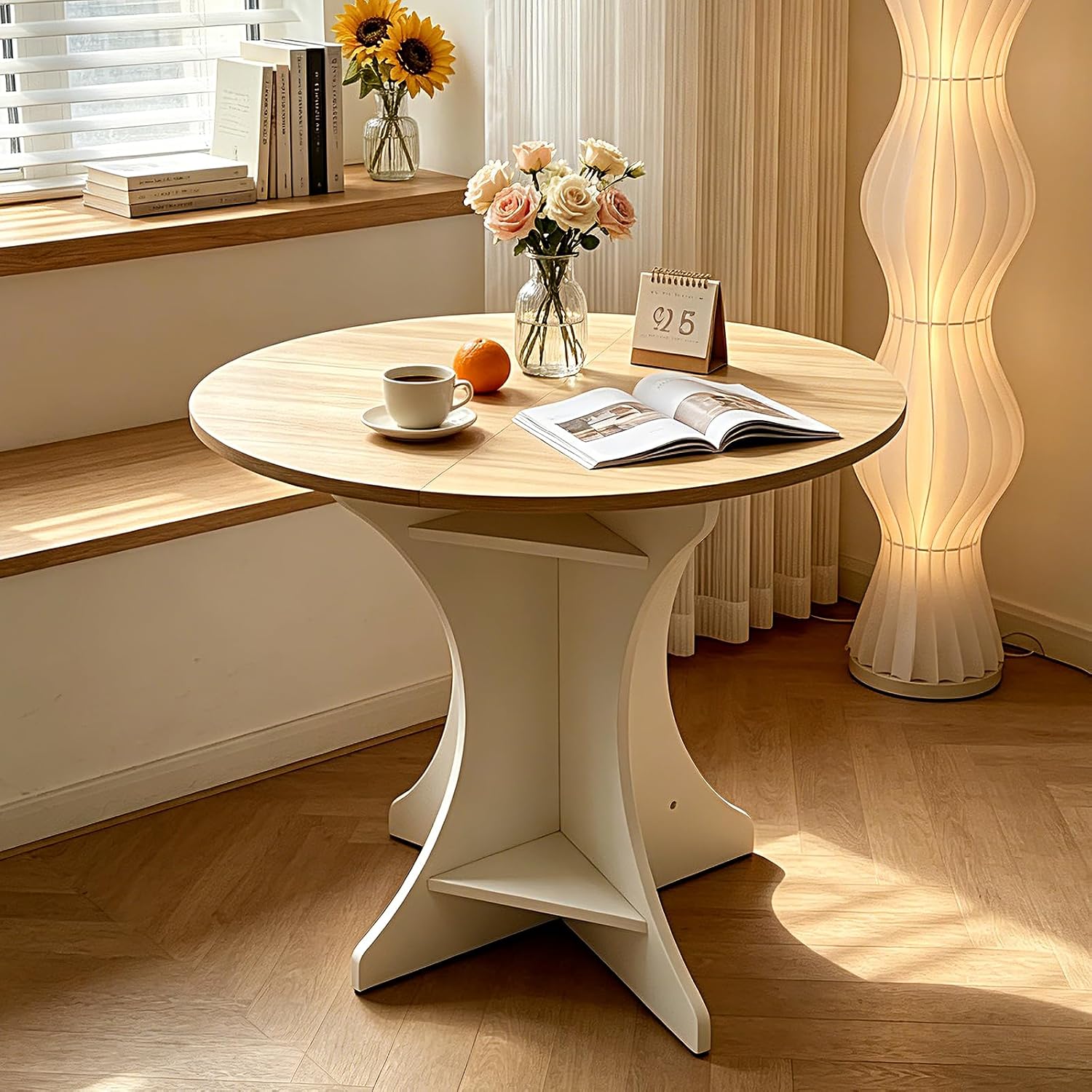 40" Round Dining Table Modern Circle Farmhouse Kitchen Table