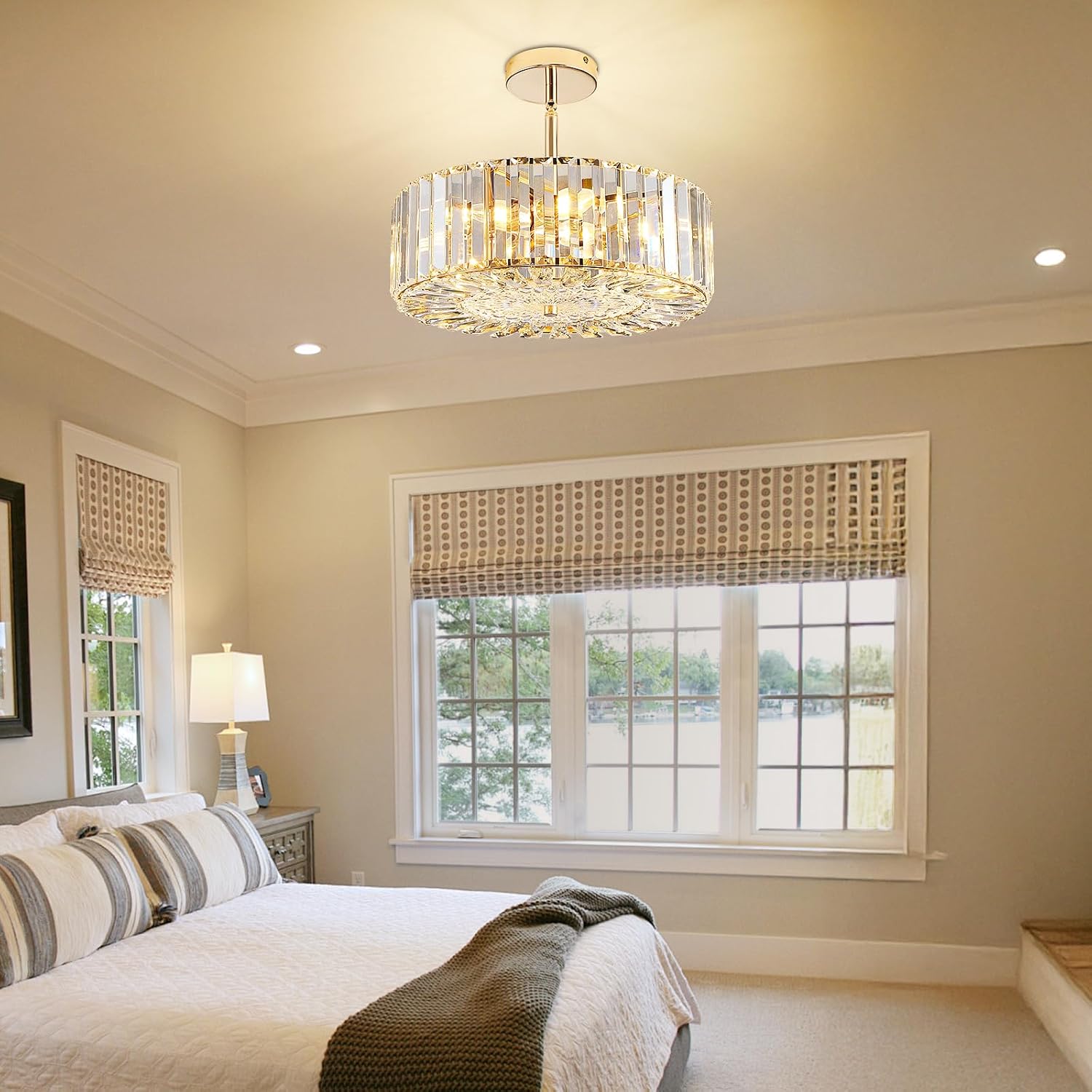 Modern Gold Crystal Chandelier,4-Light