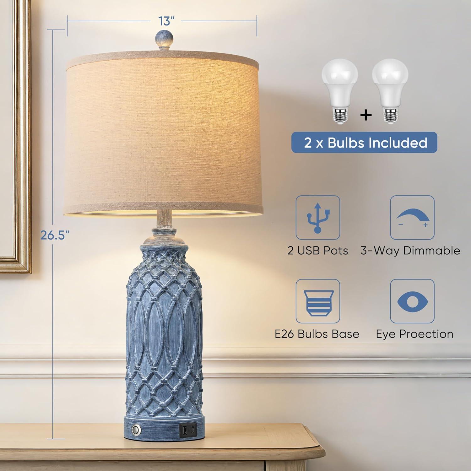 Woven Resin Table Lamps Set of 2,