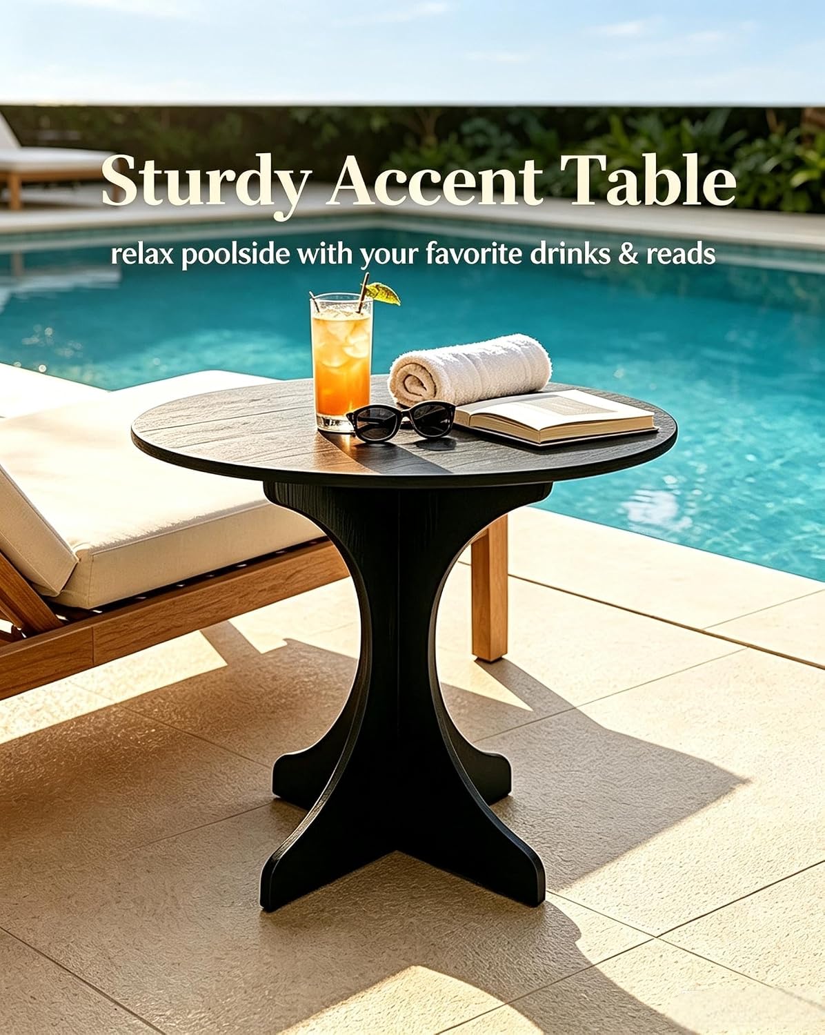Black Round Side Table, Modern Accent End Table