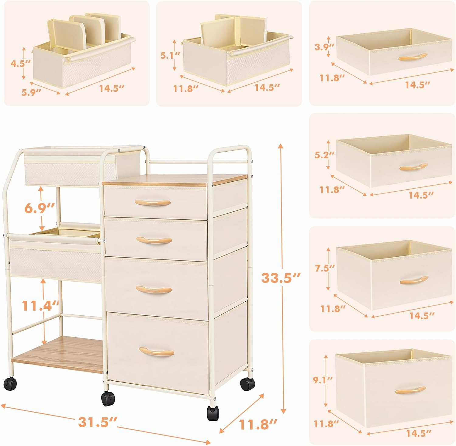 Baby Diaper Caddy Organizer Cart
