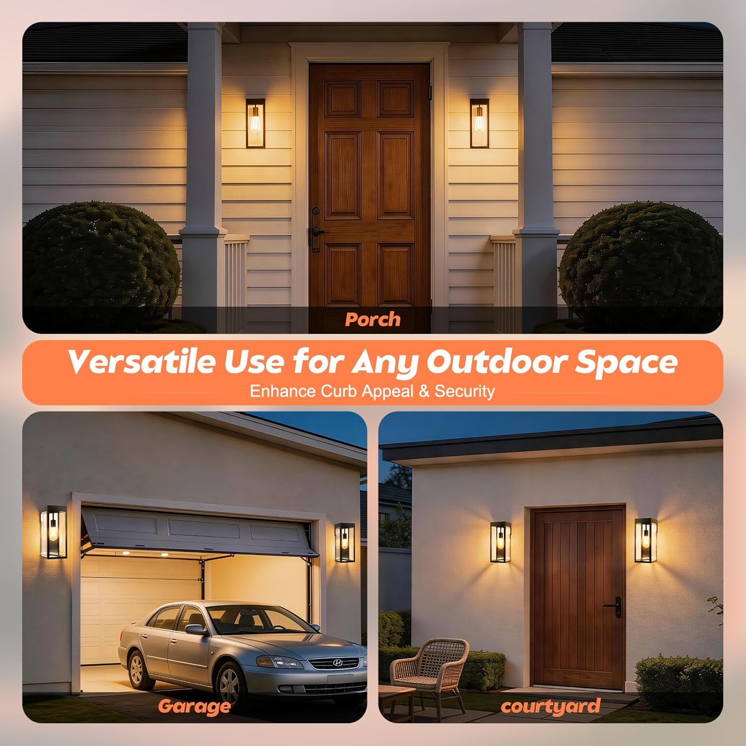 Solar Outdoor Wall Lights, 2-Pack