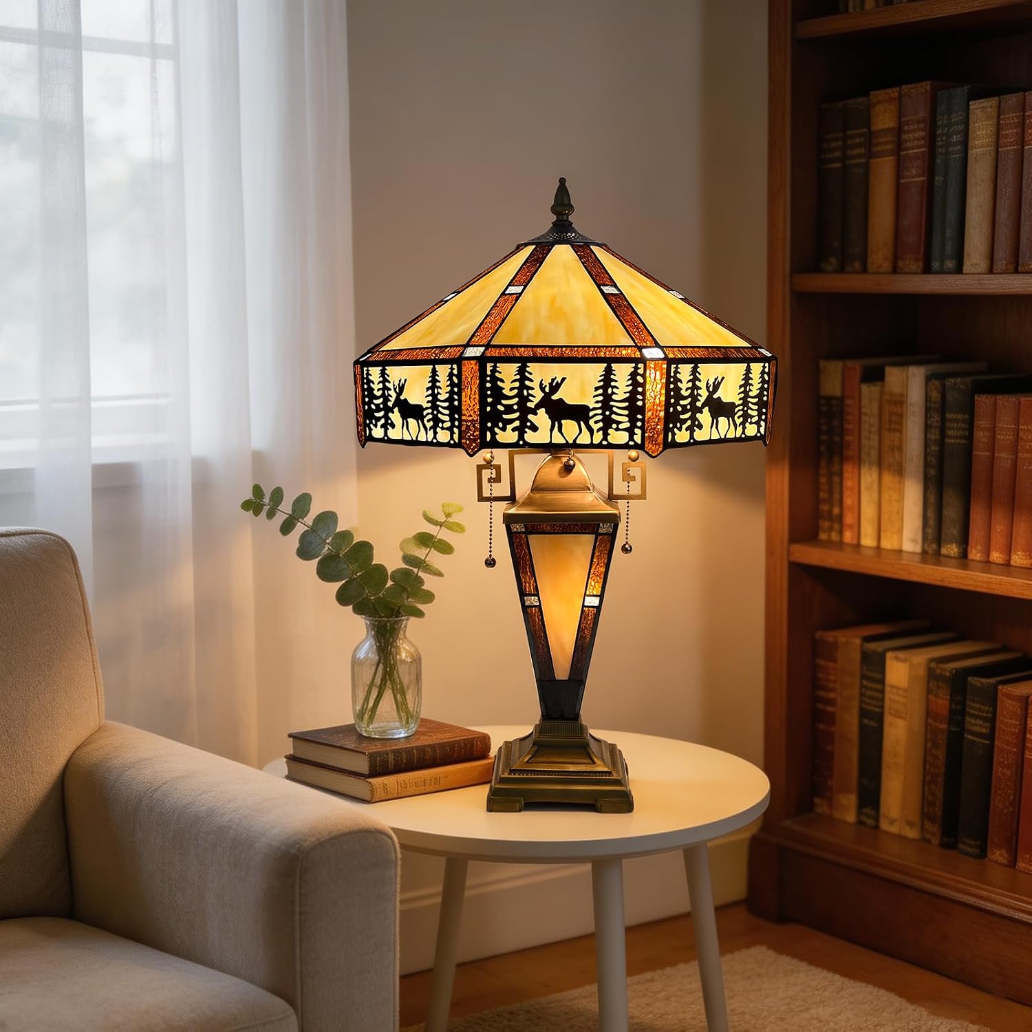 Tiffany Table Lamp unique crafted with nightlight