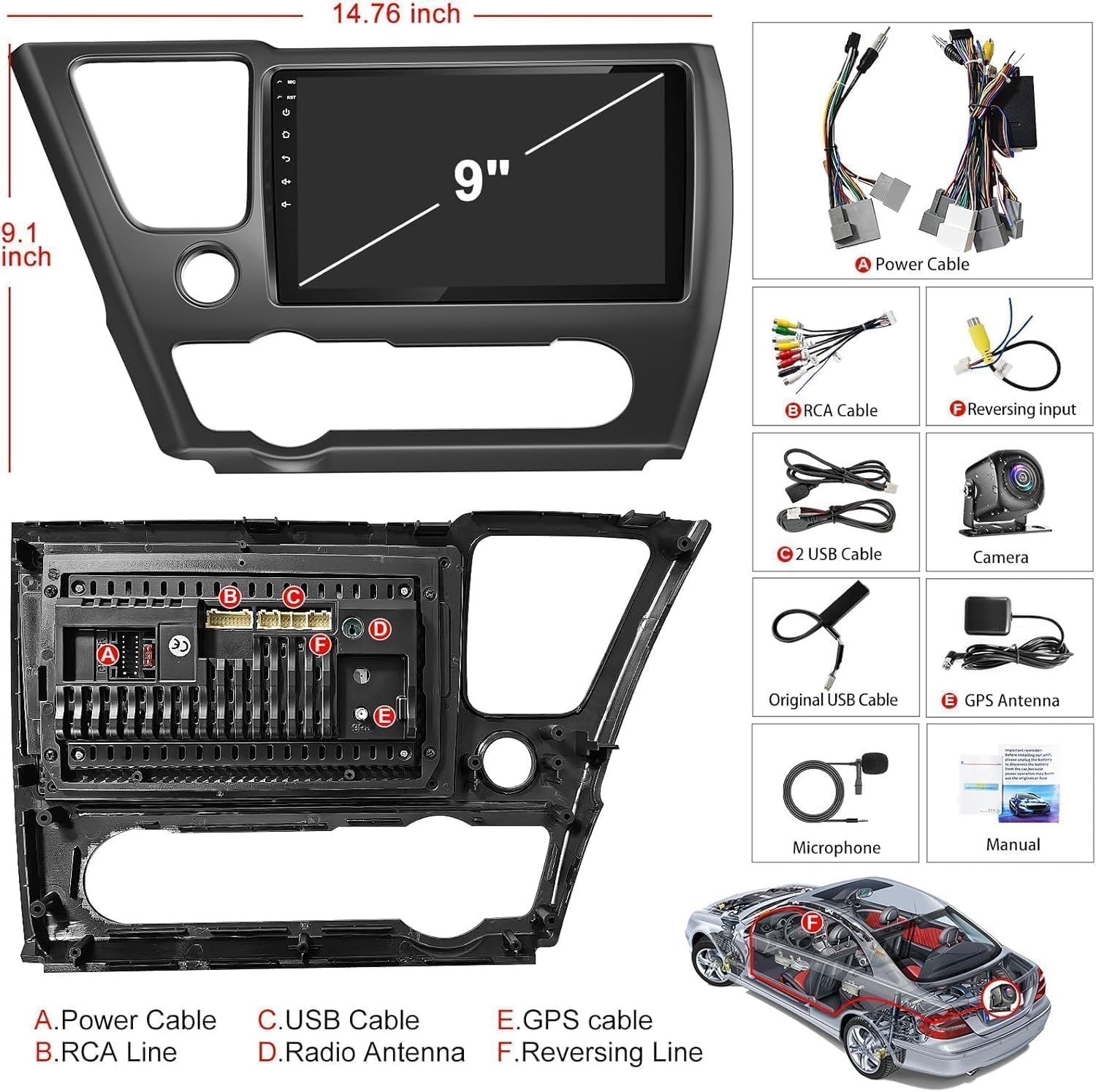 Smart Car Radio for Honda Civic 2013-2017
