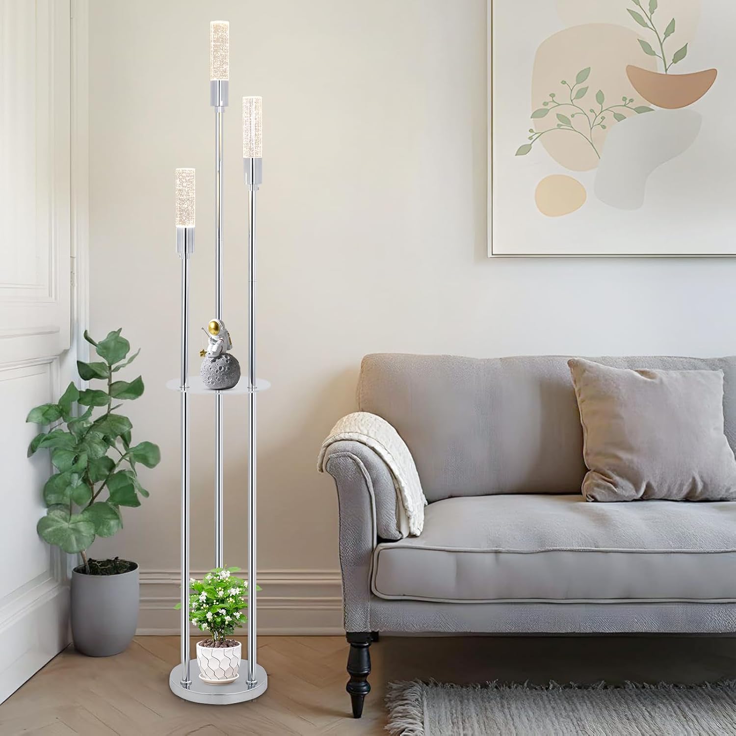Crystal Floor Lamp with Shelves