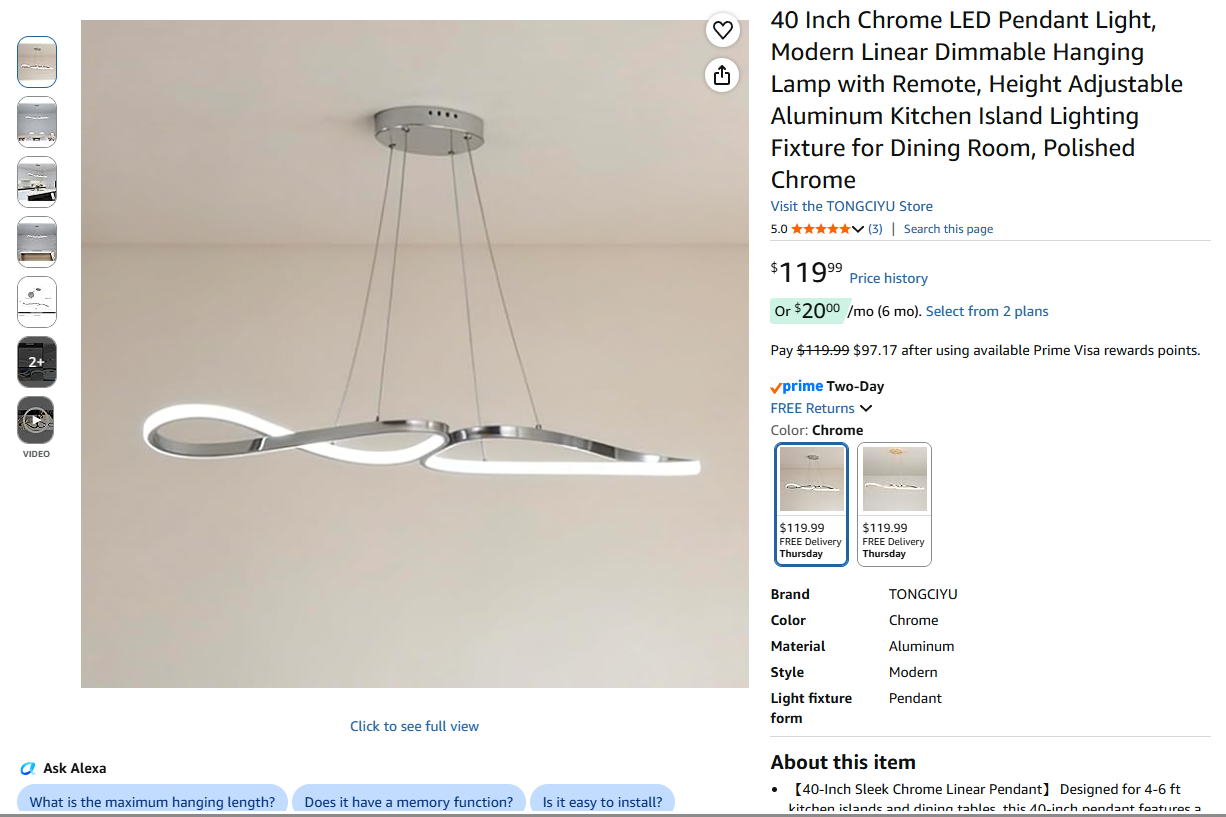 Chrome LED Pendant Light