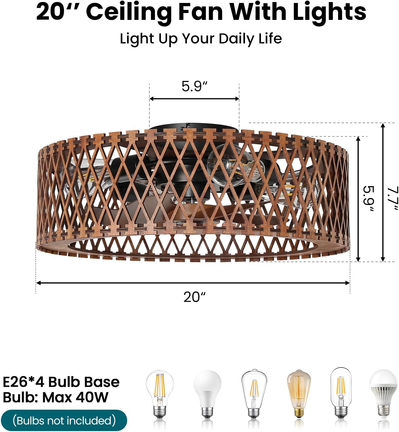 Ceiling Fans with Light, 6 Speeds