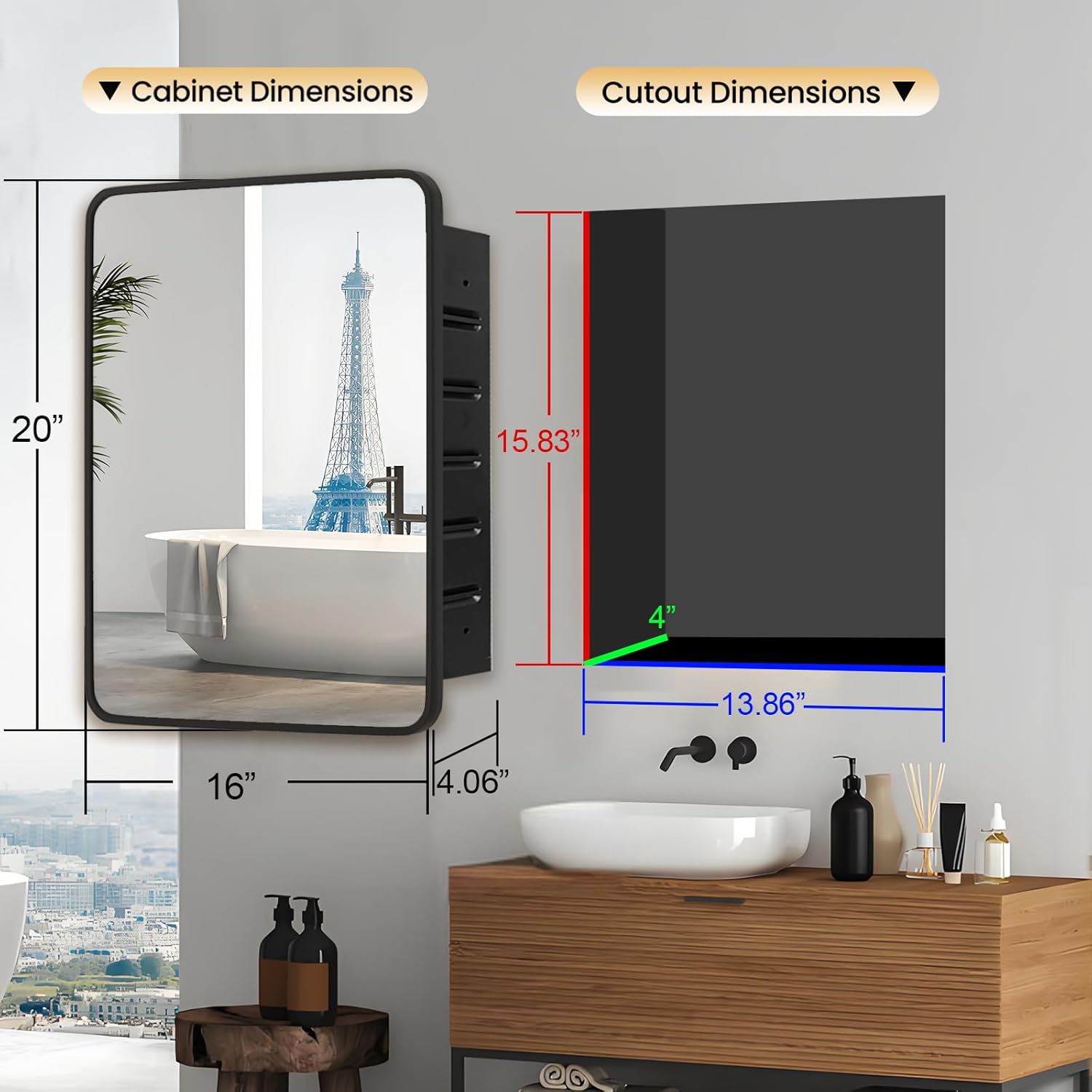 Medicine Cabinet Storage with Mirror