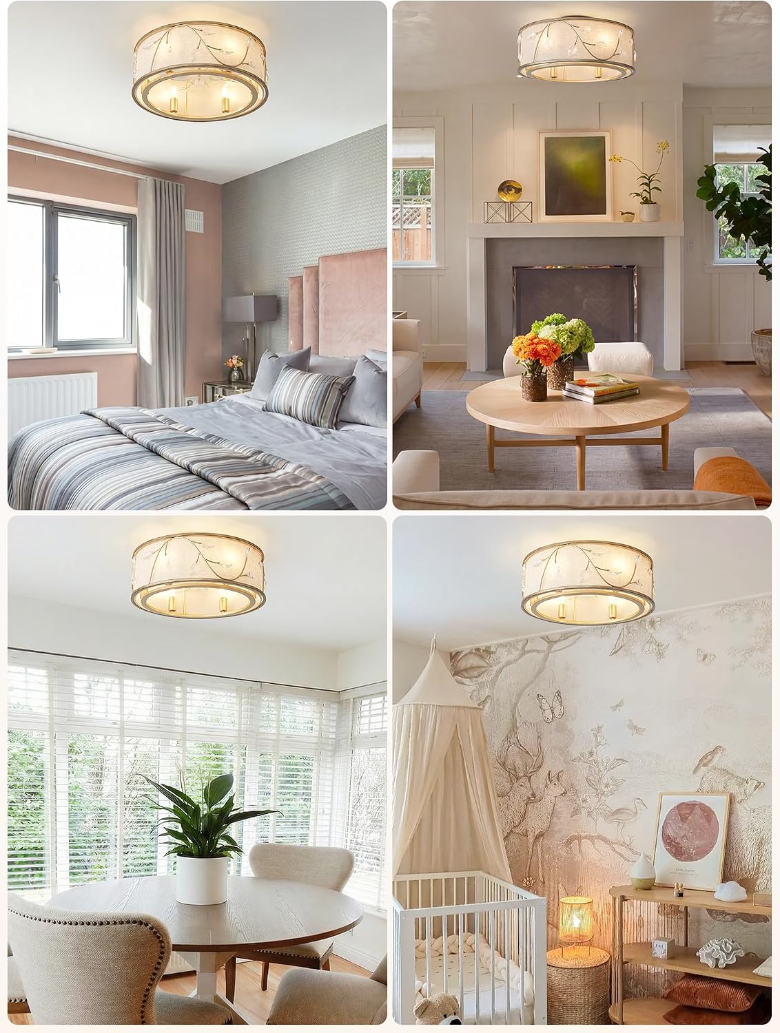 Gold Flush Mount Crystal Ceiling Fan, Lights  & remote