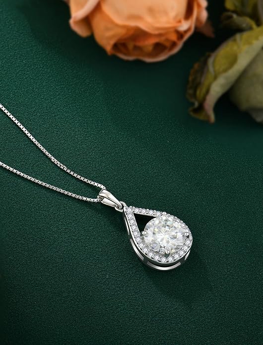 4CT Moissanite Necklace for Women 925 Sterling Silver D Color VVS1 Moissanite Pendant