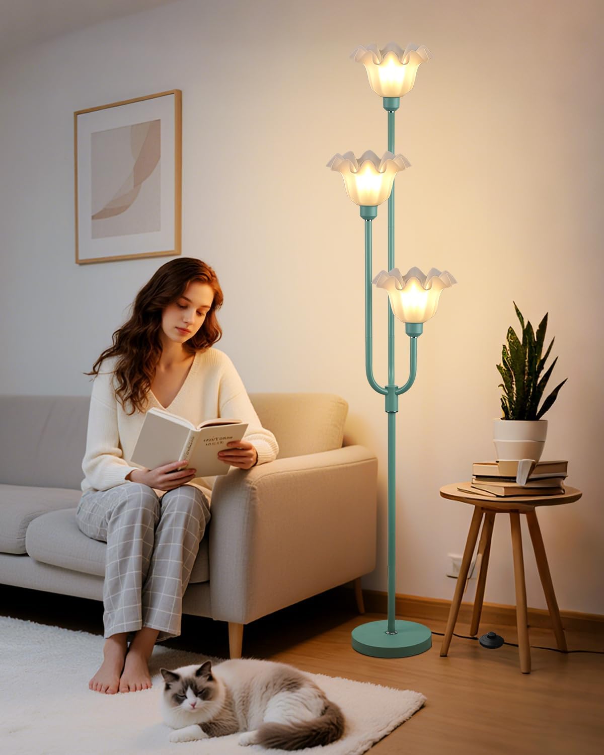 Floor Lamp 3-Lights Flower
