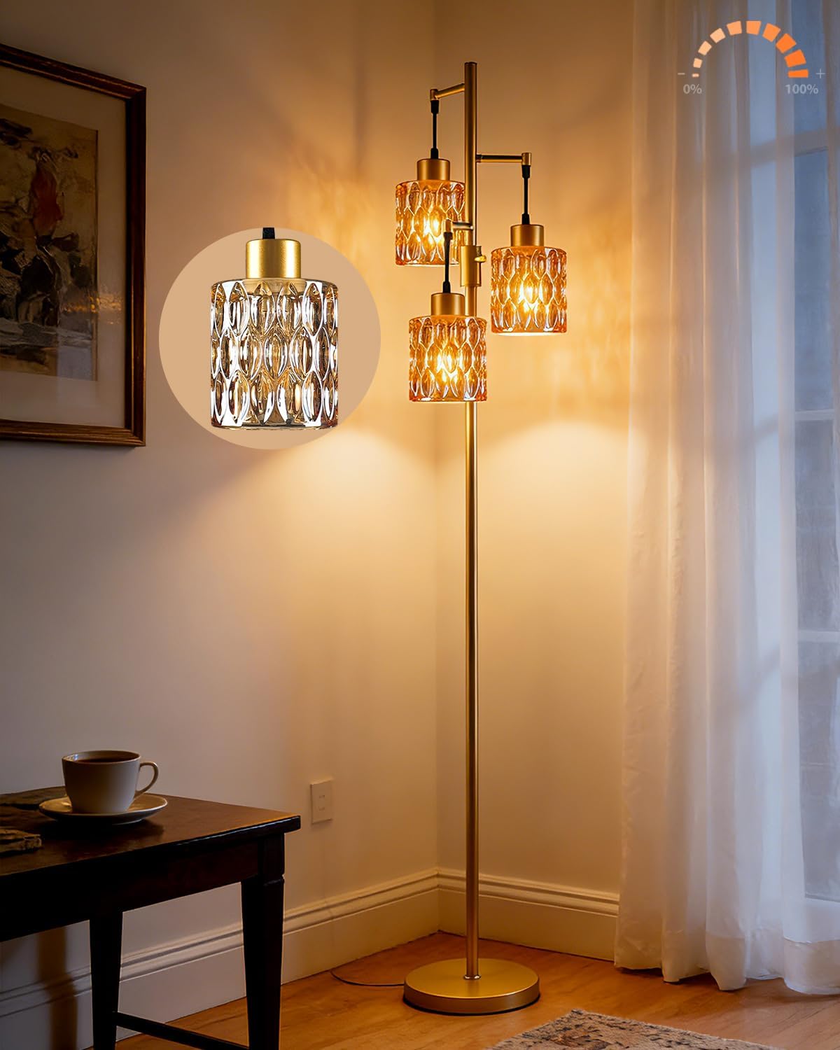 Floor Lamp with LED Bulbs Included, Dimmable