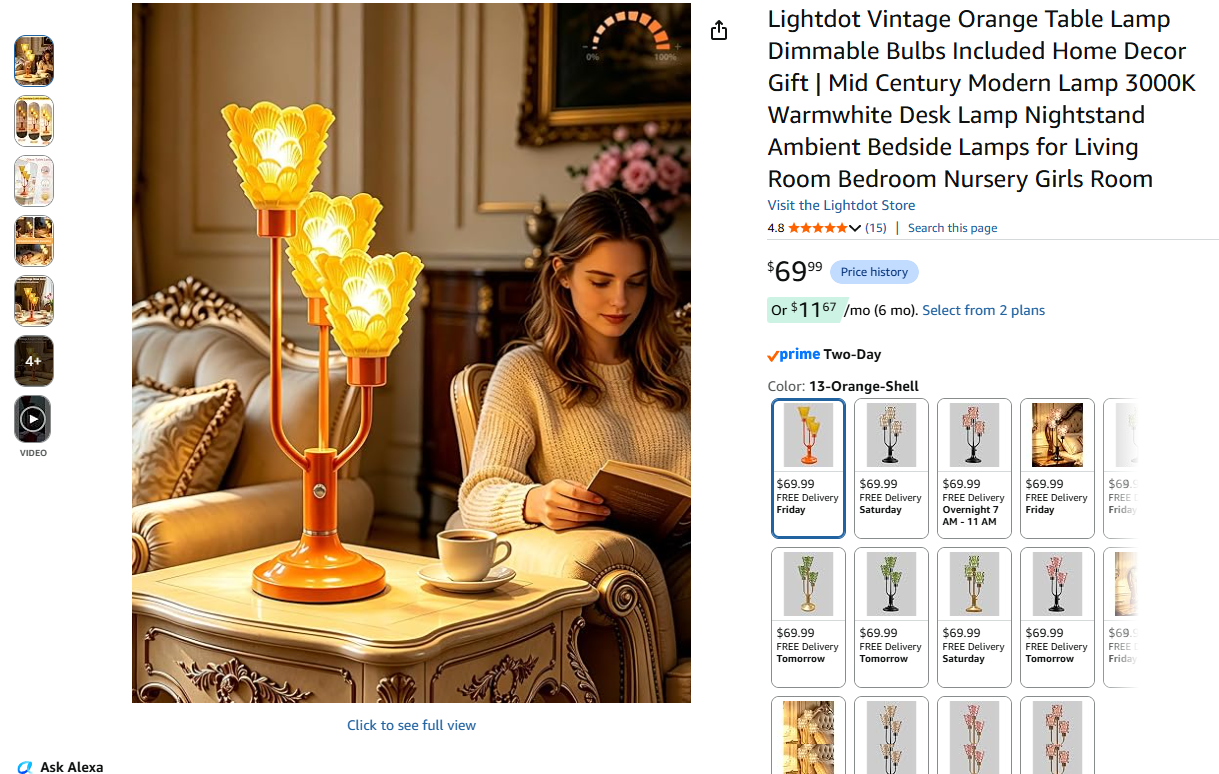 Vintage Table Lamp Dimmable Bulbs Included