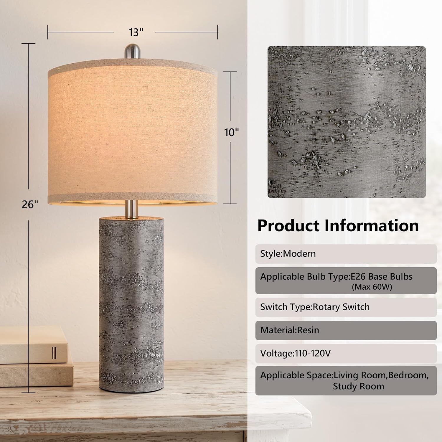 Table Lamps with Stone Look- 2 Set