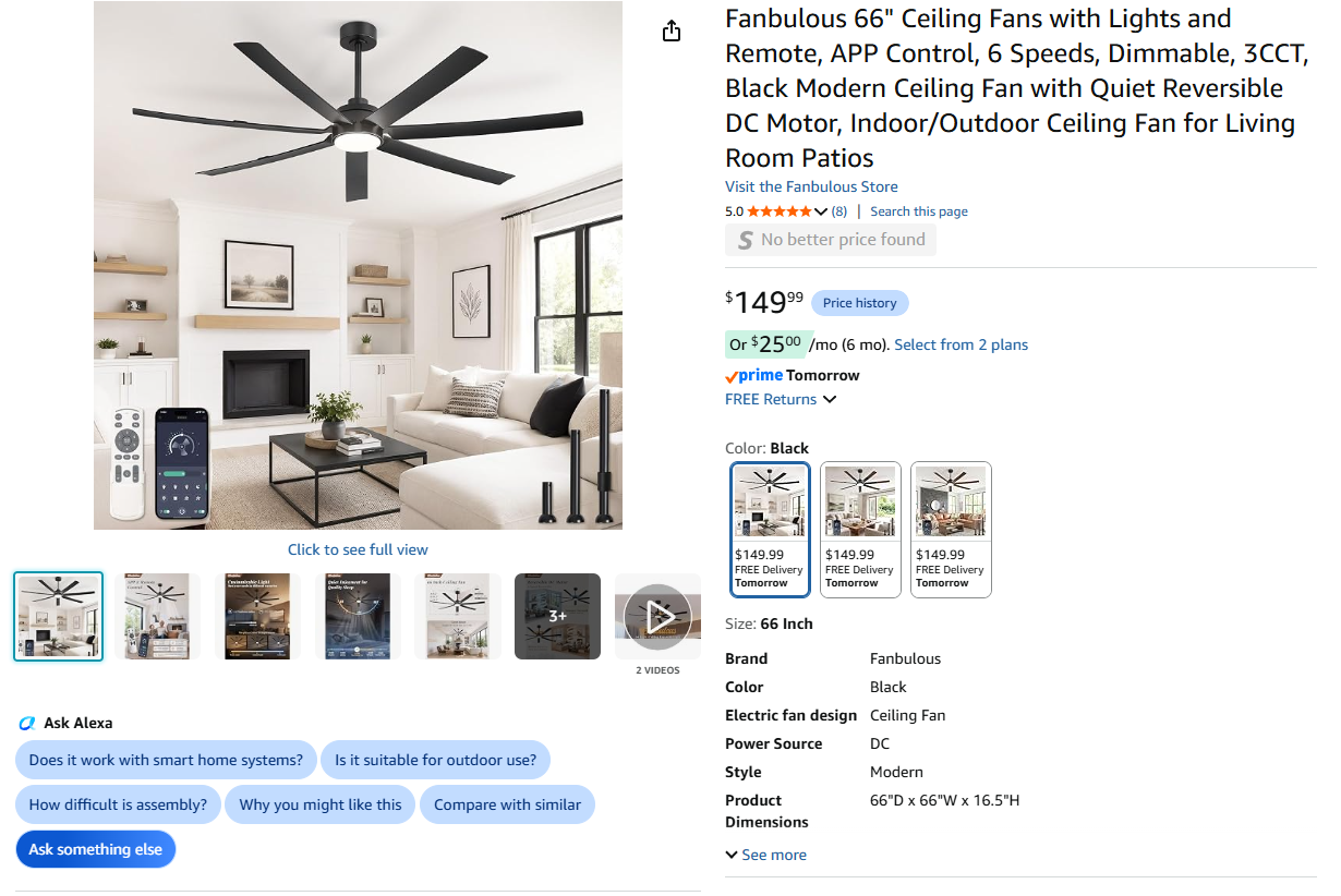 Ceiling Fans with Lights and Remote,
