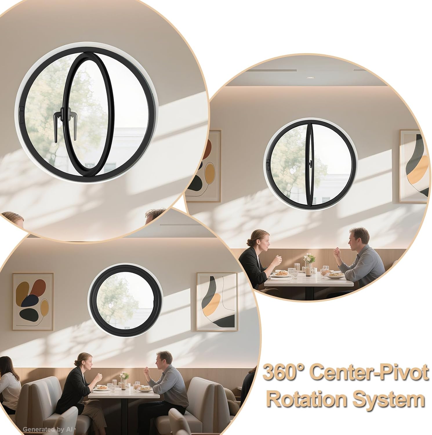 360° Rotating Round Window, 23.6" Flush Mount