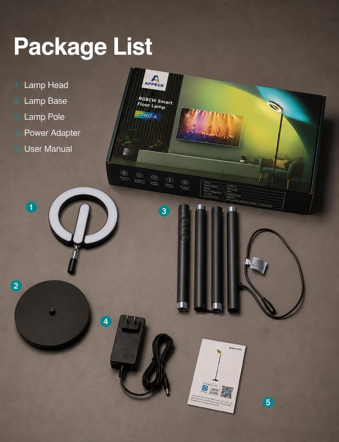 Smart LED Floor Lamp RGBCW