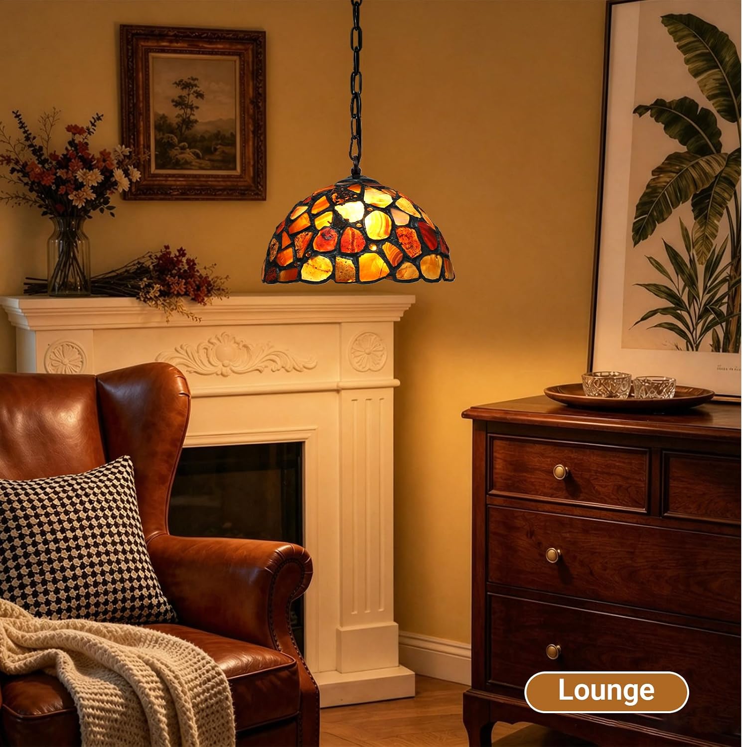 Tiffany Pendant Light Natural Agate Stone