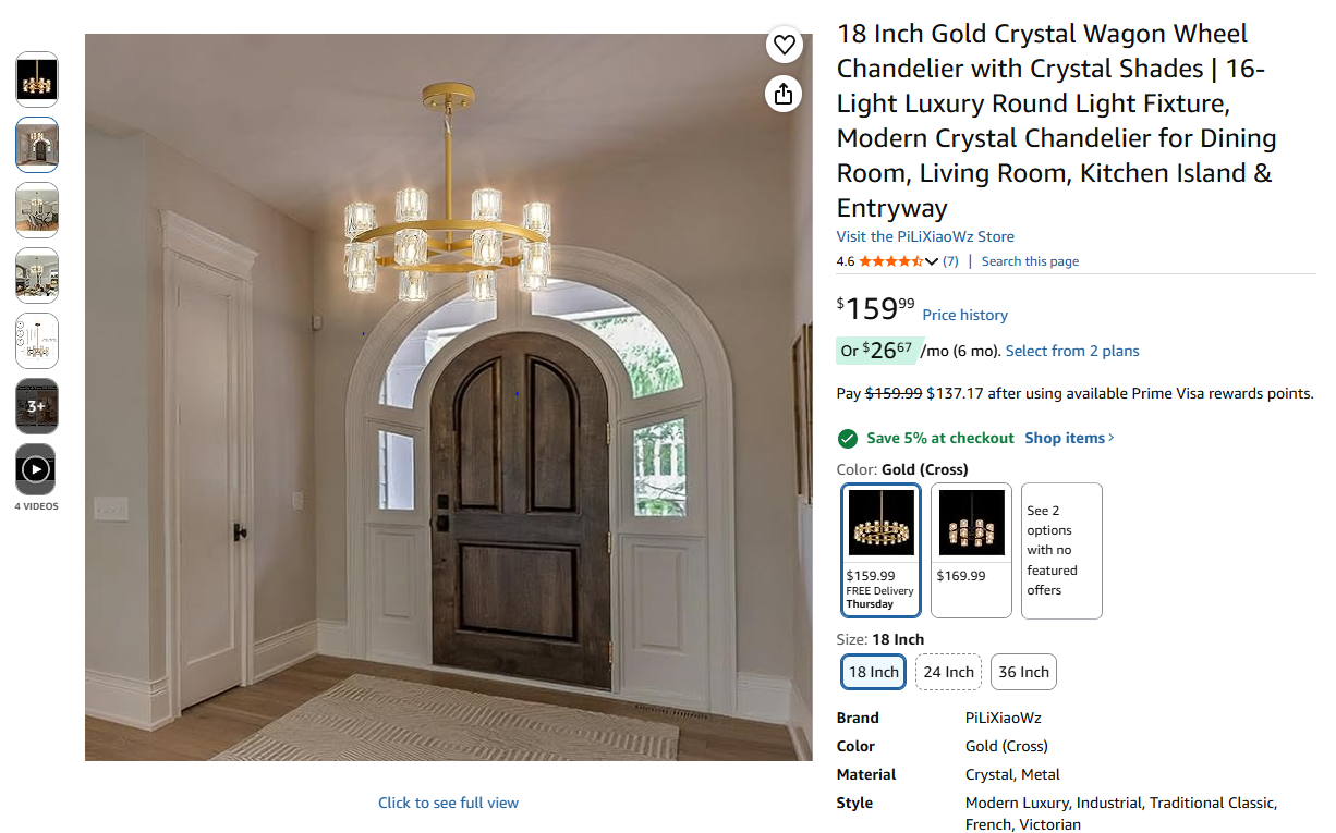 Crystal Wagon Wheel Chandelier with Crystal Shades