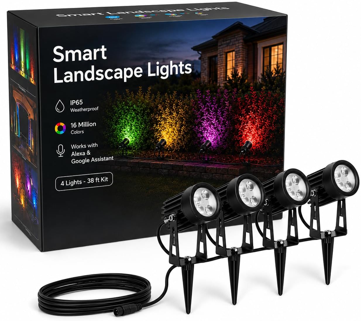 Smart 4-Pack RGBWW Smart Outdoor Garden Spotlights
