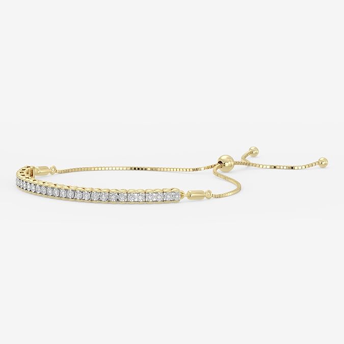 GILDED Diamond Bolo Bracelet 14 KT Gold Plated Sterling Silver 0.26 CTTW