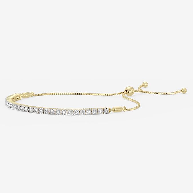 GILDED Diamond Bolo Bracelet 925 Silver .25Cttw 14KT Gold Plated Sterling Silver