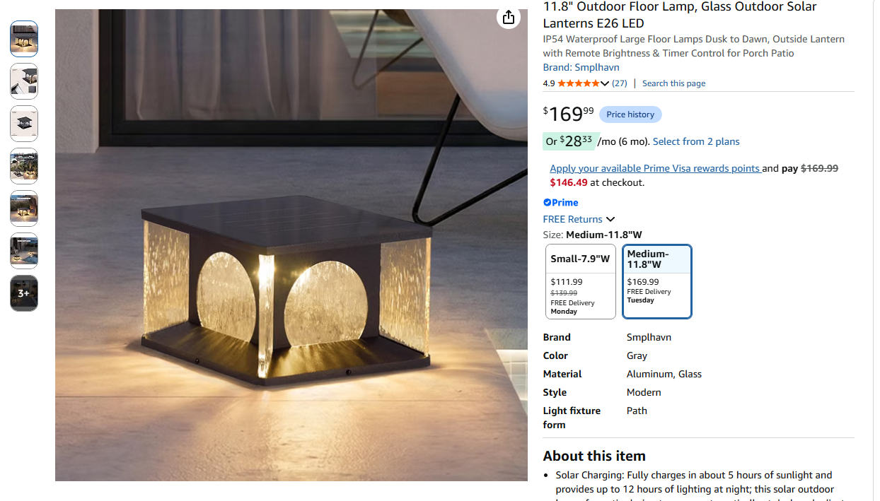 Outdoor Solar Floor Lamp,
