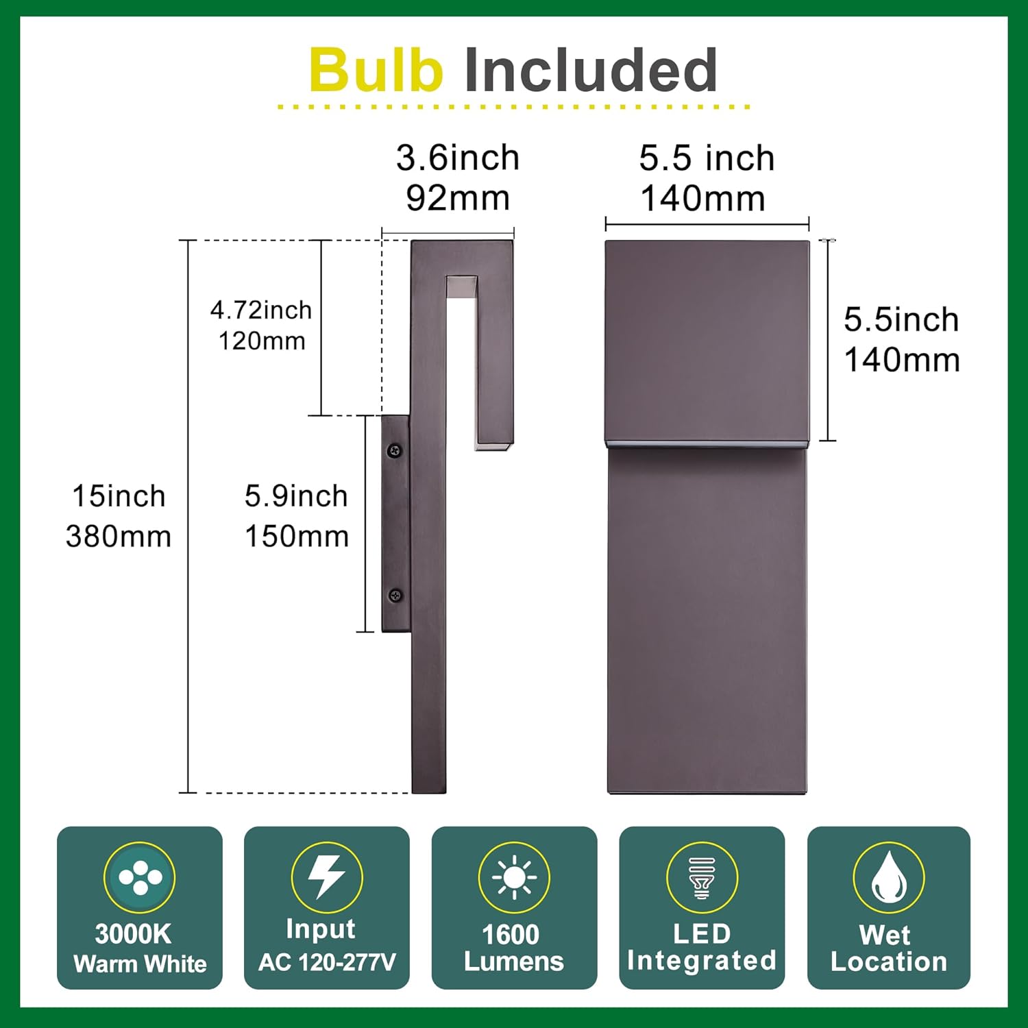 Modern outdoor indoor integrated LED wall sconce