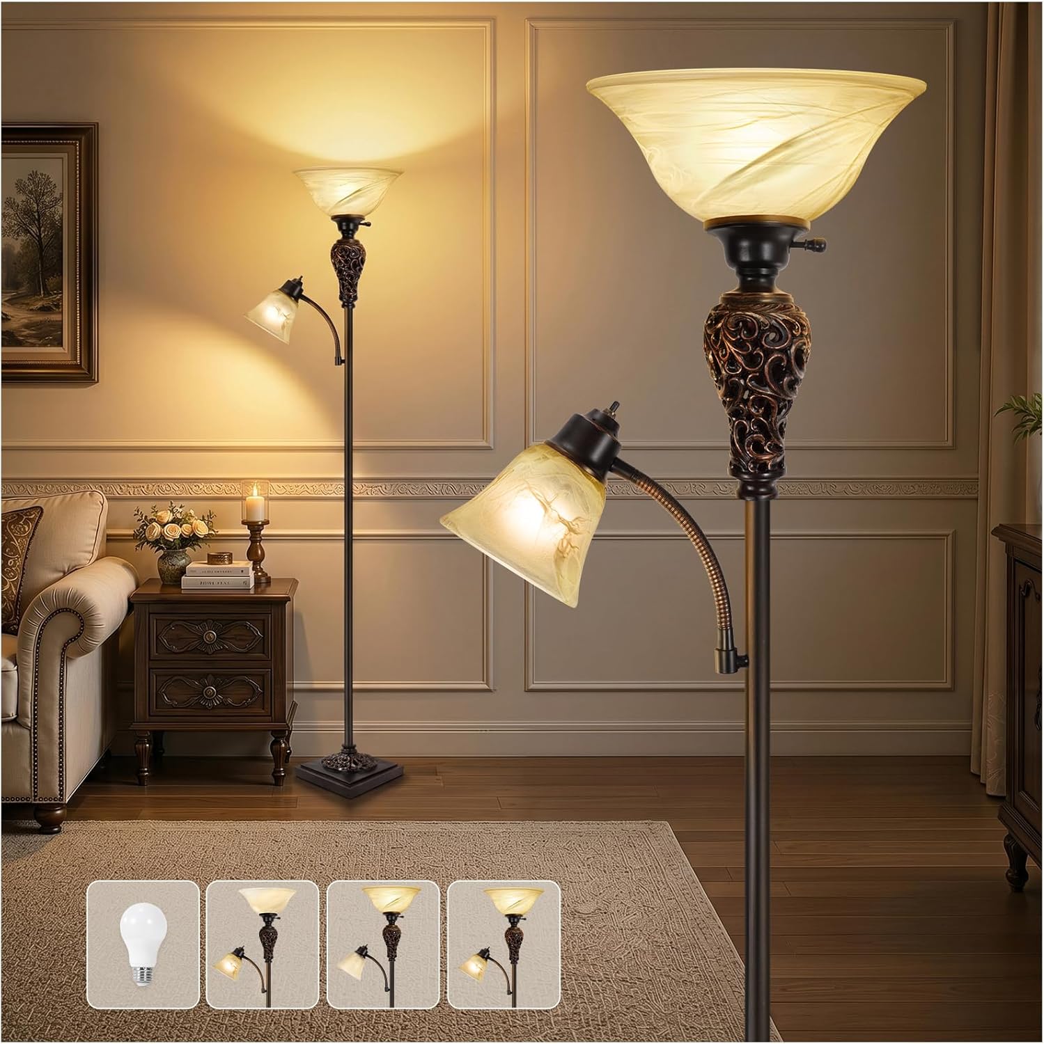 Vintage Torchiere Floor Lamp