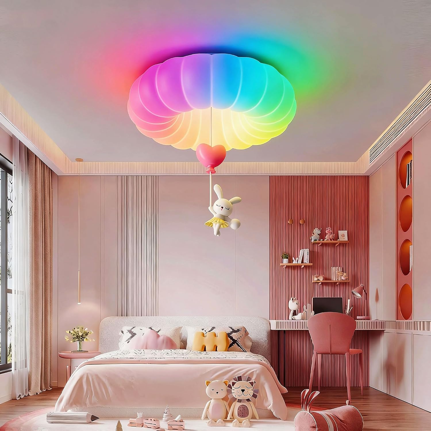 RGB Led Flush Mount Kids Room Ceiling Light with Remote
