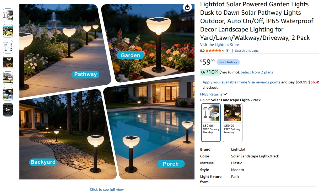 Solar Powered Garden Lights Dusk to Dawn - 2 Pack