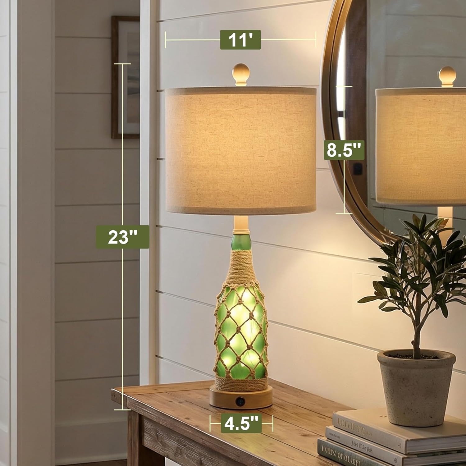 Boho Table Lamps with Night Light+USB Charge Port