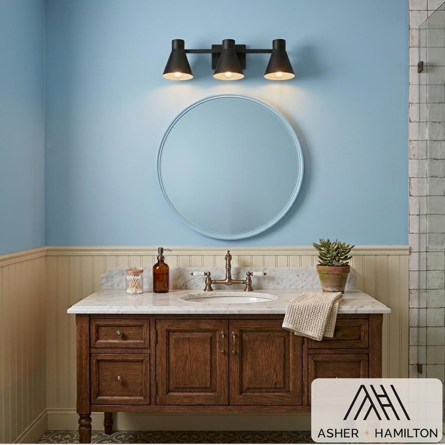 3-Light Light Fixture - Black