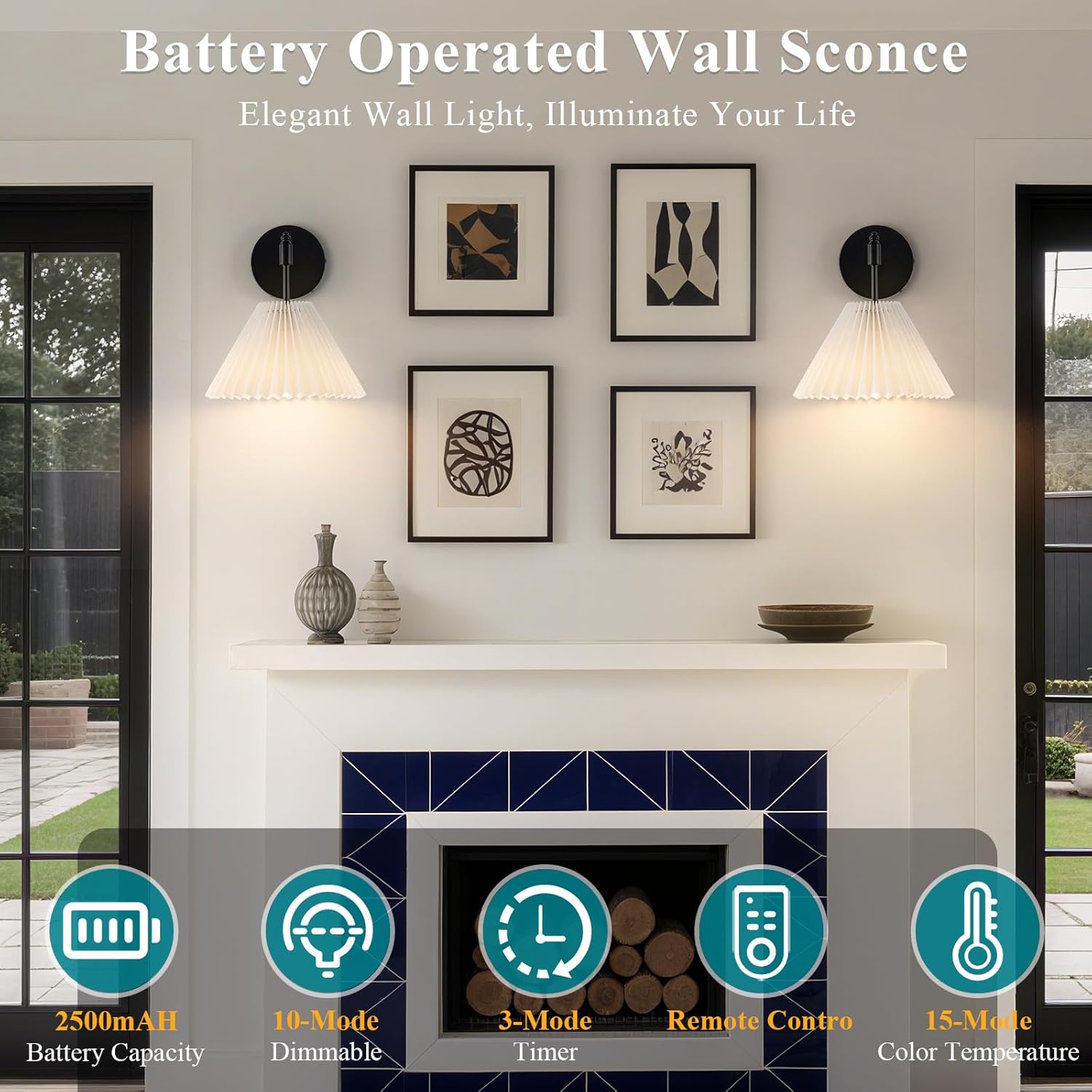 Battery Operated Wall Sconce Set of 2