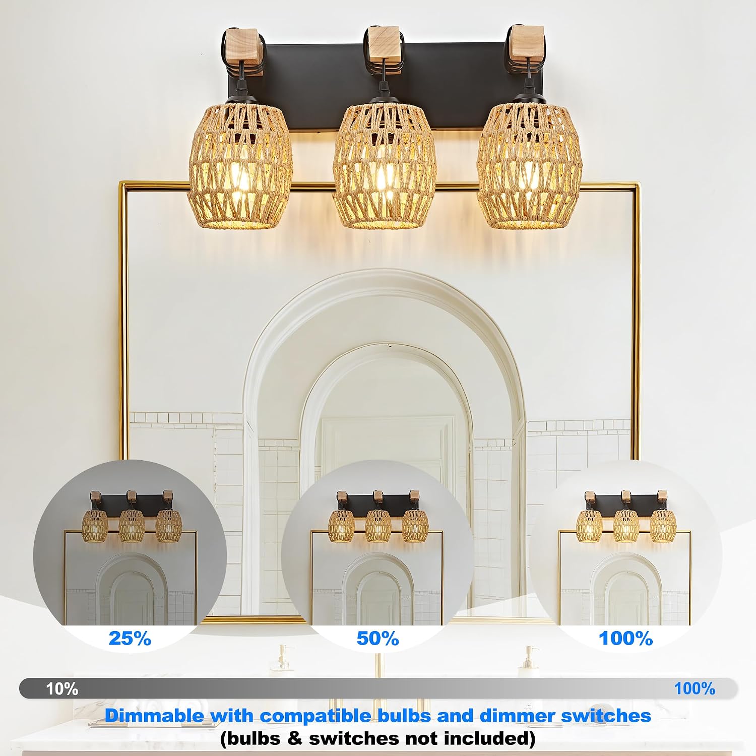 3-Light Bathroom Vanity Light Fixtures