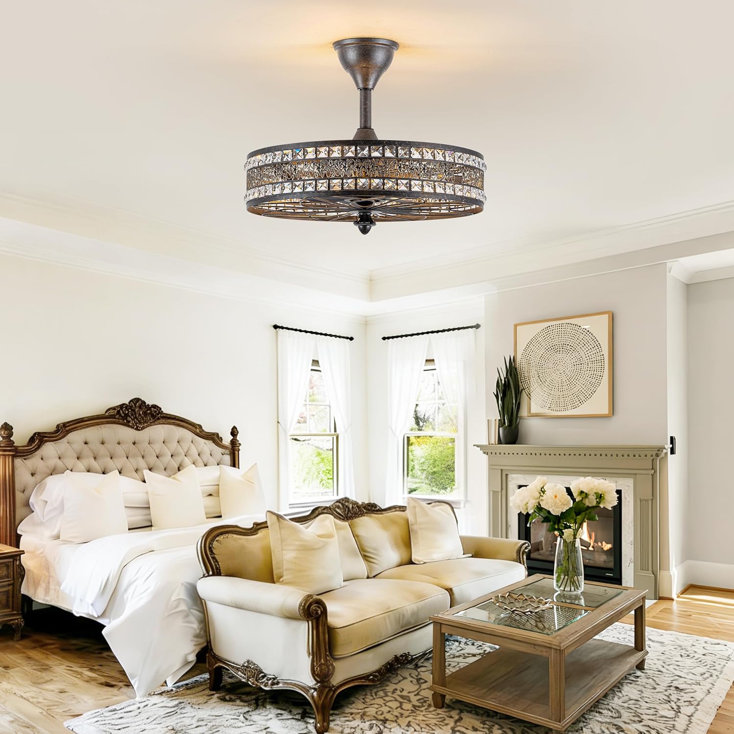 Chandelier Ceiling Fan with Light,