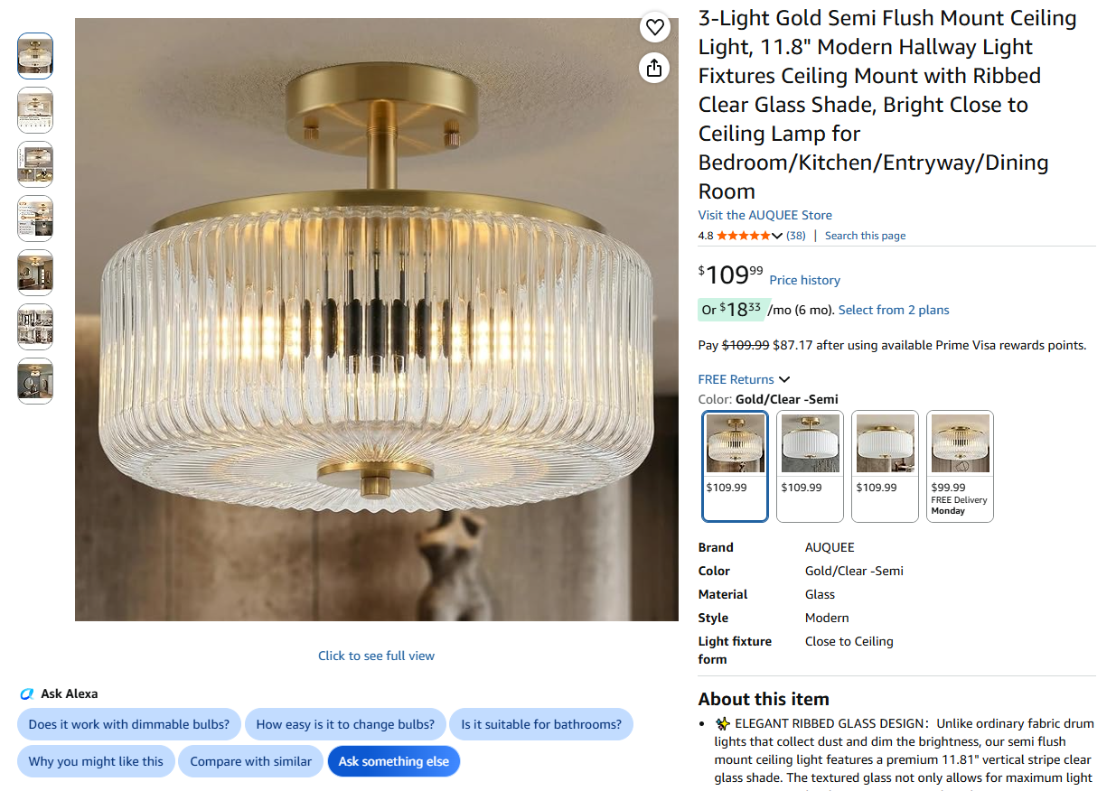 Modern Semi Flush 3-Light