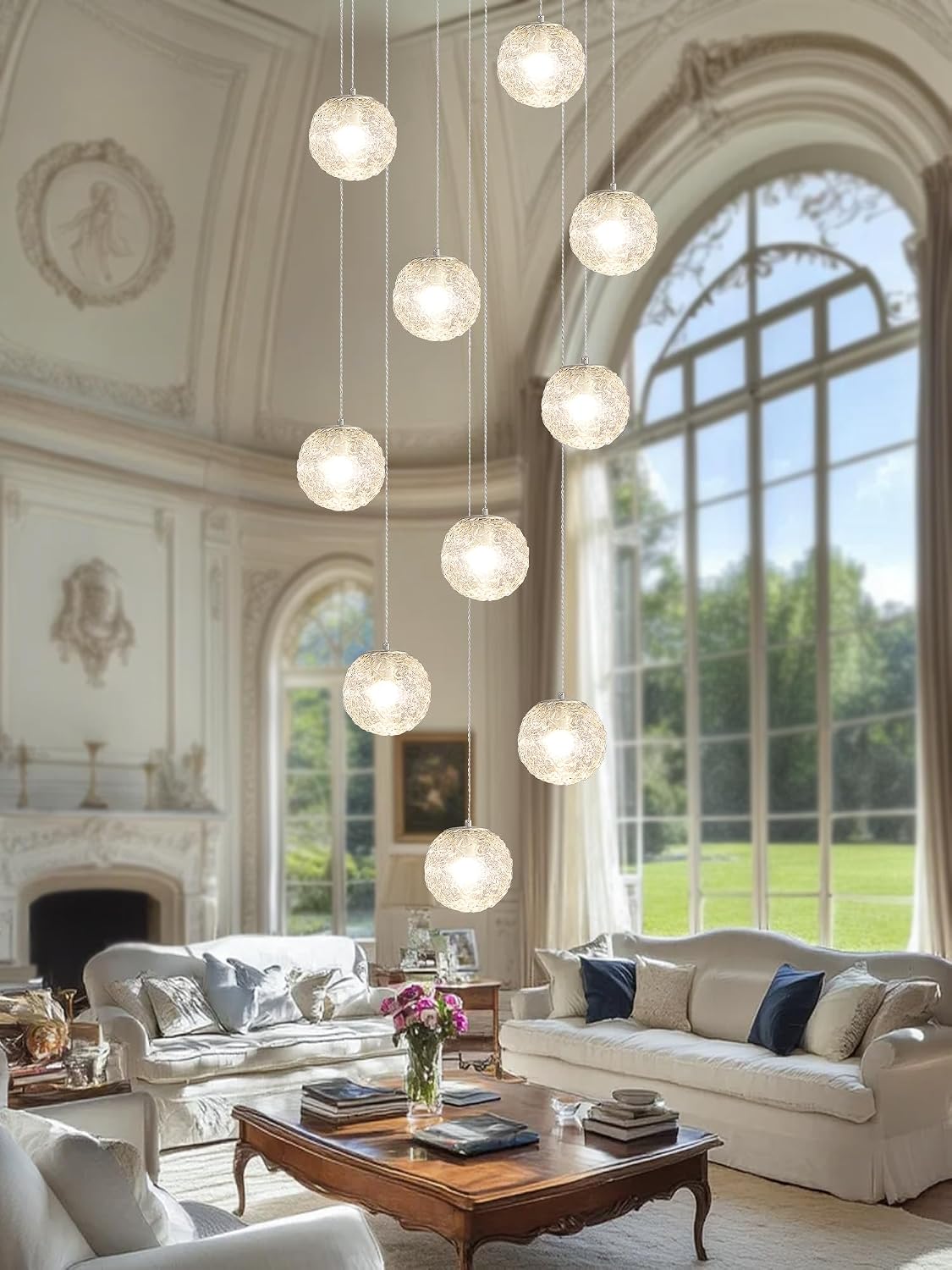 Chandeliers Mid Century Globe Pendant 10 Light