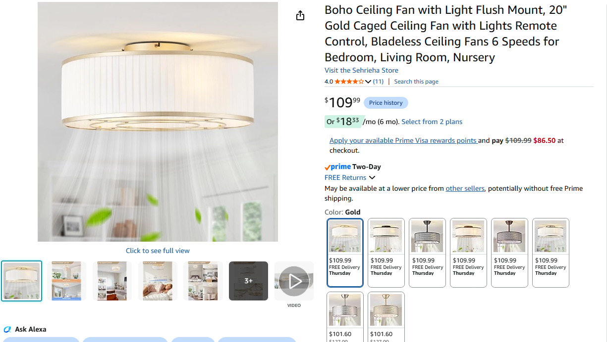 Ceiling Fan with Light Flush Mount,
