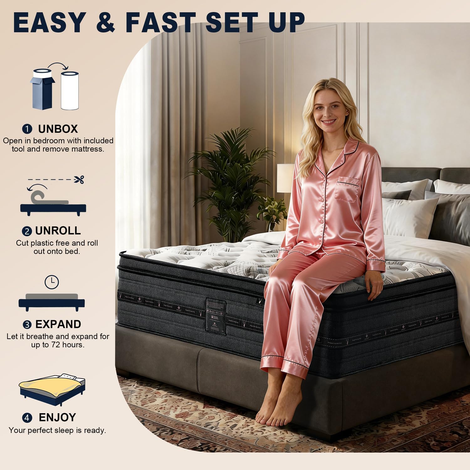 Twin XL Mattress 14 inch, Hybrid XL Twin Size Mattress in Box