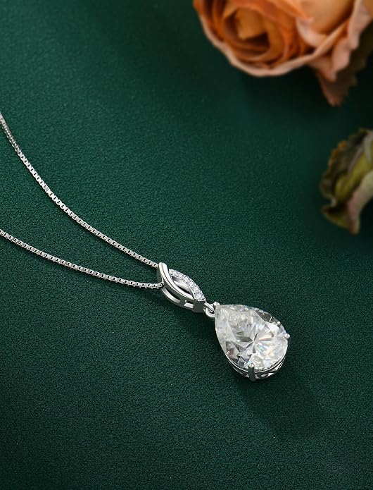 4CT Moissanite Necklace for Women 925 Sterling Silver D Color VVS1 Moissanite Pendant