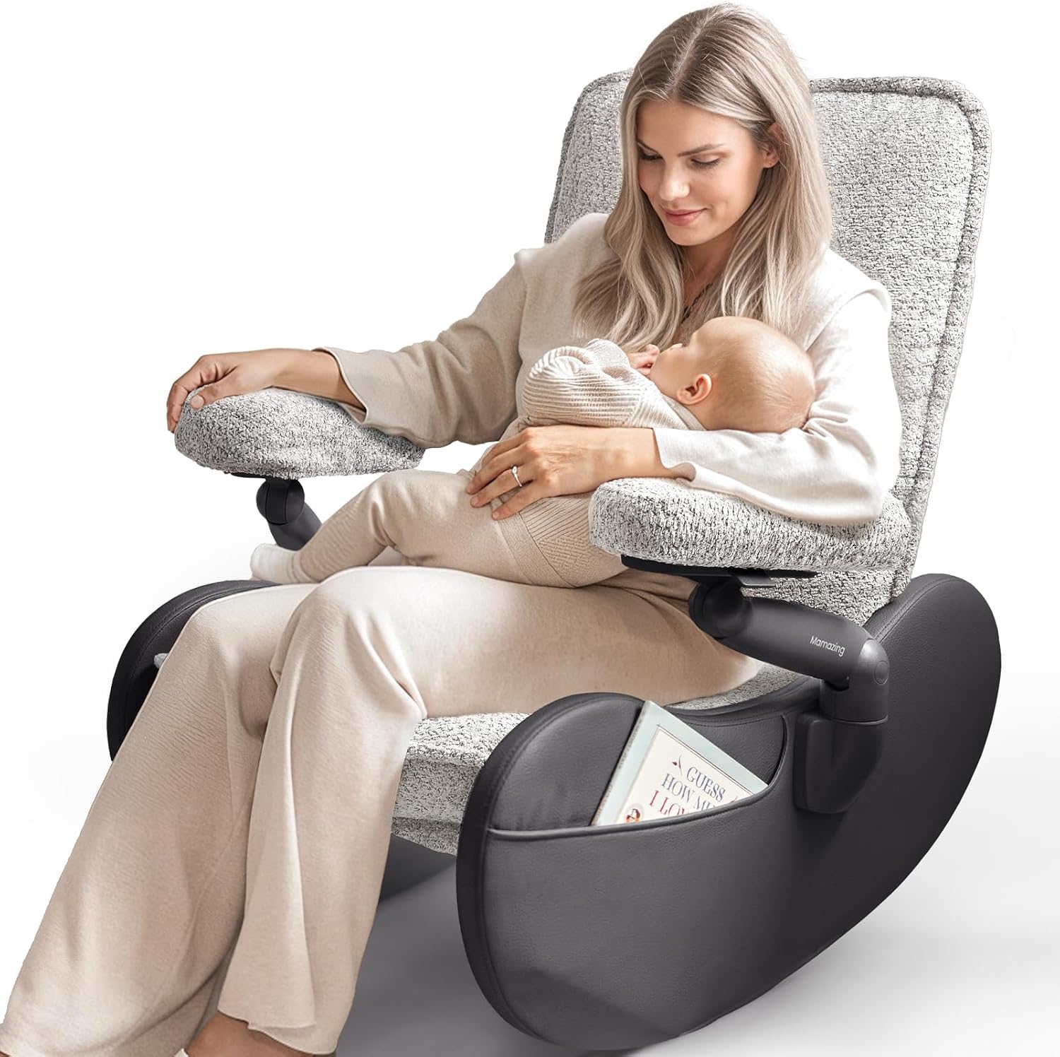 Nursery Rocking Chair Glider with Adjustable Armrests